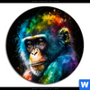 Acrylglasbild Schimpanse In Bunten Farben Rund Motivvorschau