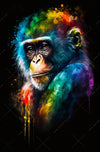 Acrylglasbild Schimpanse In Bunten Farben Schmal Crop
