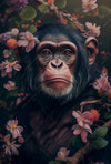 Acrylglasbild Schimpanse Zwischen Blumen Hochformat Crop