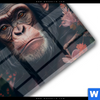 Acrylglasbild Schimpanse Zwischen Blumen Rund Materialbild