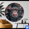 Acrylglasbild Schimpanse Zwischen Blumen Rund Produktvorschau