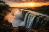 Acrylglasbild Wasserfall Bei Abendsonne Schmal Crop