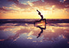 Acrylglasbild Yoga Am Lila Strand Quadrat Crop