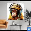 Bild Edelstahloptik Affe Mit Kopfhoerern Brille Quadrat Produktvorschau