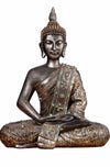 Bild Edelstahloptik Buddha In Lotus Pose No 2 Querformat Crop