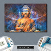 Bild Edelstahloptik Buddha In Meditation Querformat