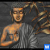 Bild Edelstahloptik Goldener Buddha Bambus Hochformat Zoom