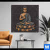 Bild Edelstahloptik Goldener Buddha Quadrat Produktvorschau