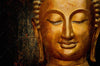 Bild Edelstahloptik Laechelnder Buddha In Gold Rund Crop