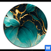 Bild Edelstahloptik Marmor Blueten In Tuerkis Gold Rund Motivvorschau