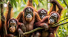 Bild Edelstahloptik Orang Utan Familie Im Regenwald Quadrat Crop