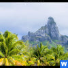 Bild Edelstahloptik Palmen Berg Auf Insel Quadrat Zoom