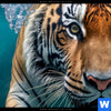 Bild Edelstahloptik Tauchender Tiger Quadrat Zoom