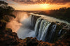 Bild Edelstahloptik Wasserfall Bei Abendsonne Querformat Crop