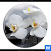 Bild Edelstahloptik Weisse Orchideen Rund Motivvorschau