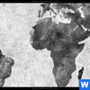 Bild Edelstahloptik Weltkarte Grautoene Panorama Zoom