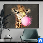 Leinwandbild mit dem Bild Bubble Gum Giraffe im Format Querformat kaufen.