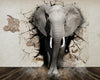 Leinwandbild Elefant Bricht Durch Mauer Hochformat Crop