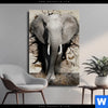 Leinwandbild Elefant Bricht Durch Mauer Hochformat Produktvorschau