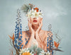 Leinwandbild Frauenportrait Mit Blumen Panorama Crop