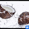 Leinwandbild Kokosnuesse Mit Wasserspritzer Panorama Zoom