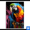 Leinwandbild Papagei Mit Bunten Farbspritzern Hochformat Motivvorschau