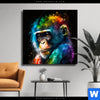 Leinwandbild Schimpanse In Bunten Farben Quadrat Produktvorschau