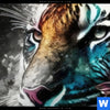 Leinwandbild Tiger Im Farbrausch Hochformat Zoom