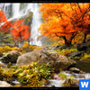 Leinwandbild Wasserfall In Herbstlandschaft Querformat Zoom
