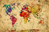 Leinwandbild Weltkarte Retro Bunt Hochformat Crop