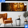 Leuchtbild Laechelnder Buddha In Gold Panorama Produktvorschau
