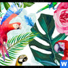 Poster Blumen Papageien Aquarell Hochformat Zoom