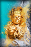 Poster Buddha Gold Tuerkis Hochformat Crop