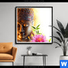 Poster Buddha Kopf Seerose Quadrat Produktvorschau