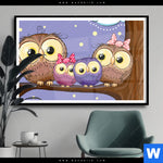 Poster mit dem Bild Eulenfamilie im Format Querformat kaufen.