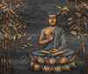 Poster Goldener Buddha Bambus Hochformat Crop