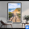 Poster Holztreppe Zum Einsamen Strand Hochformat Produktvorschau