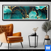 Poster Marmor Blueten In Tuerkis Gold Panorama Produktvorschau