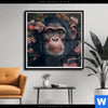 Poster Schimpanse Zwischen Blumen Quadrat Produktvorschau