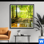 Poster von wandbild.com - Wald mit Sonnenstrahlen - Schmal