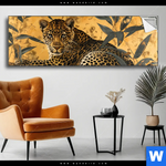 Spannbild mit dem Bild Goldener Leopard - Imposanter Jäger im Format Panorama kaufen.
