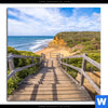 Spannbild Holztreppe Zum Einsamen Strand Quadrat Motivvorschau