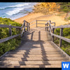 Spannbild Holztreppe Zum Einsamen Strand Querformat Zoom