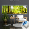 Canvalight® Leuchtbild Wald mit Sonnenstrahlen Panorama Produktfoto wandbild.com