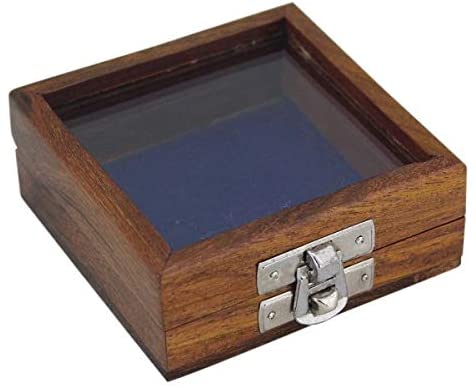 Kleine Holzschatulle mit Glasdeckel für Kompass etc. Holzbox