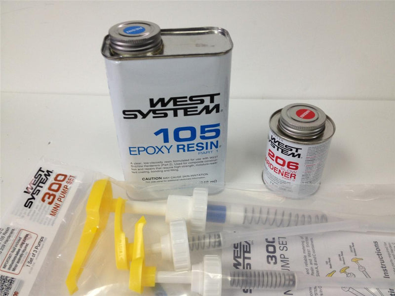 West Epoxy Kit, 105 Resin, 206 Slow Hardener and Pumps