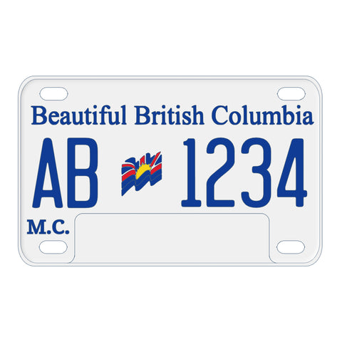 Replica British Columbia Motorcycle License Plate – YGK3D