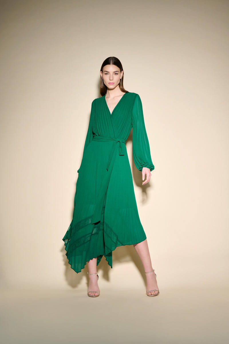 Joseph Ribkoff True Emerald Mesh and Chiffon Flounce Dress Style 23370 ...