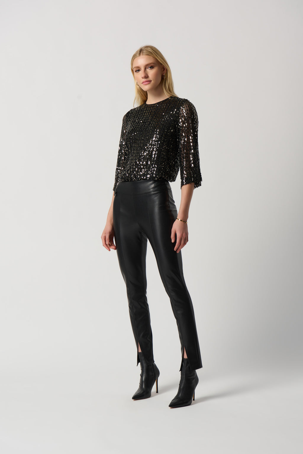 Faux Leather Straight Leg Pants Style 234036