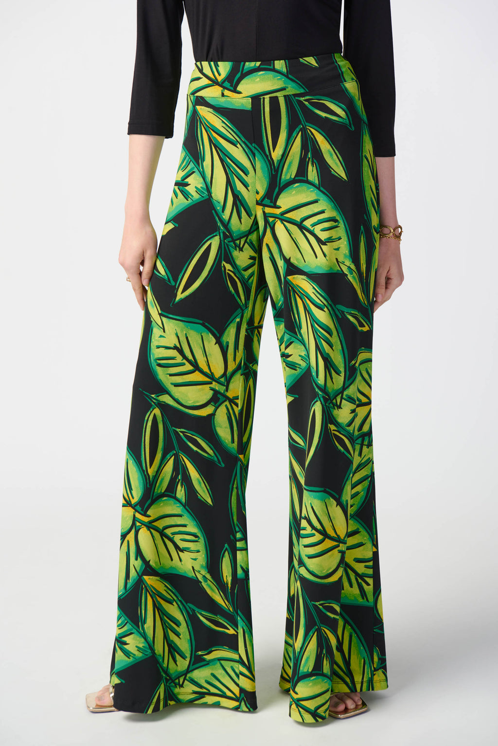 Chiffon Overlay Straight-Leg Pants, Joseph Ribkoff